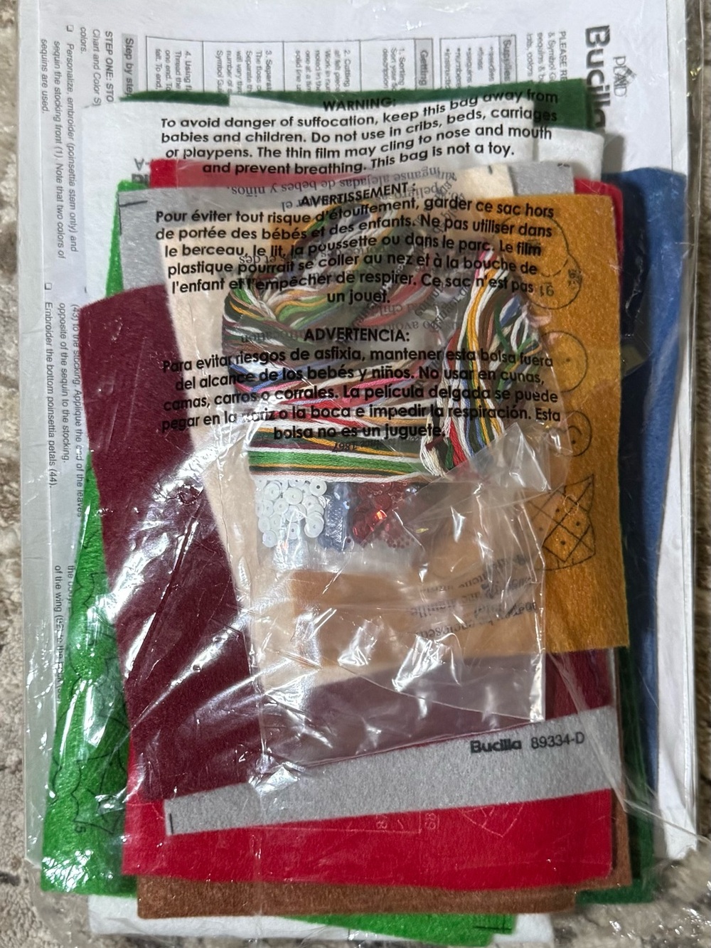 Bucilla Garden Santa Felt Stocking Kit in Green, Red, Blue - Picture 2 of 2